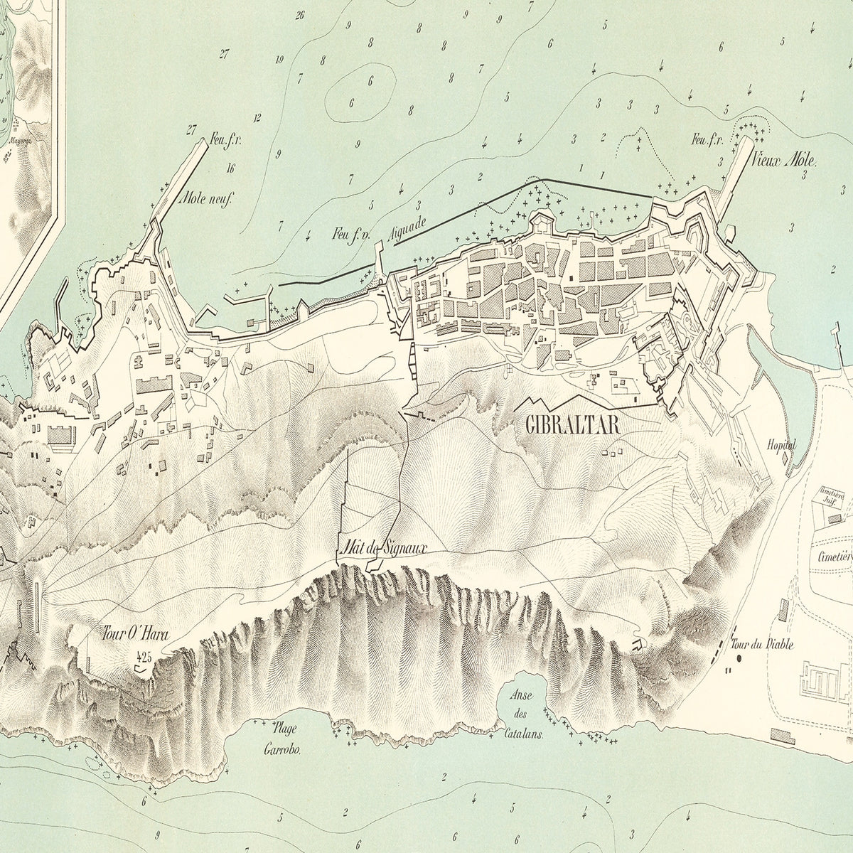 Restored historic details from the 1888 city map of Gibraltar