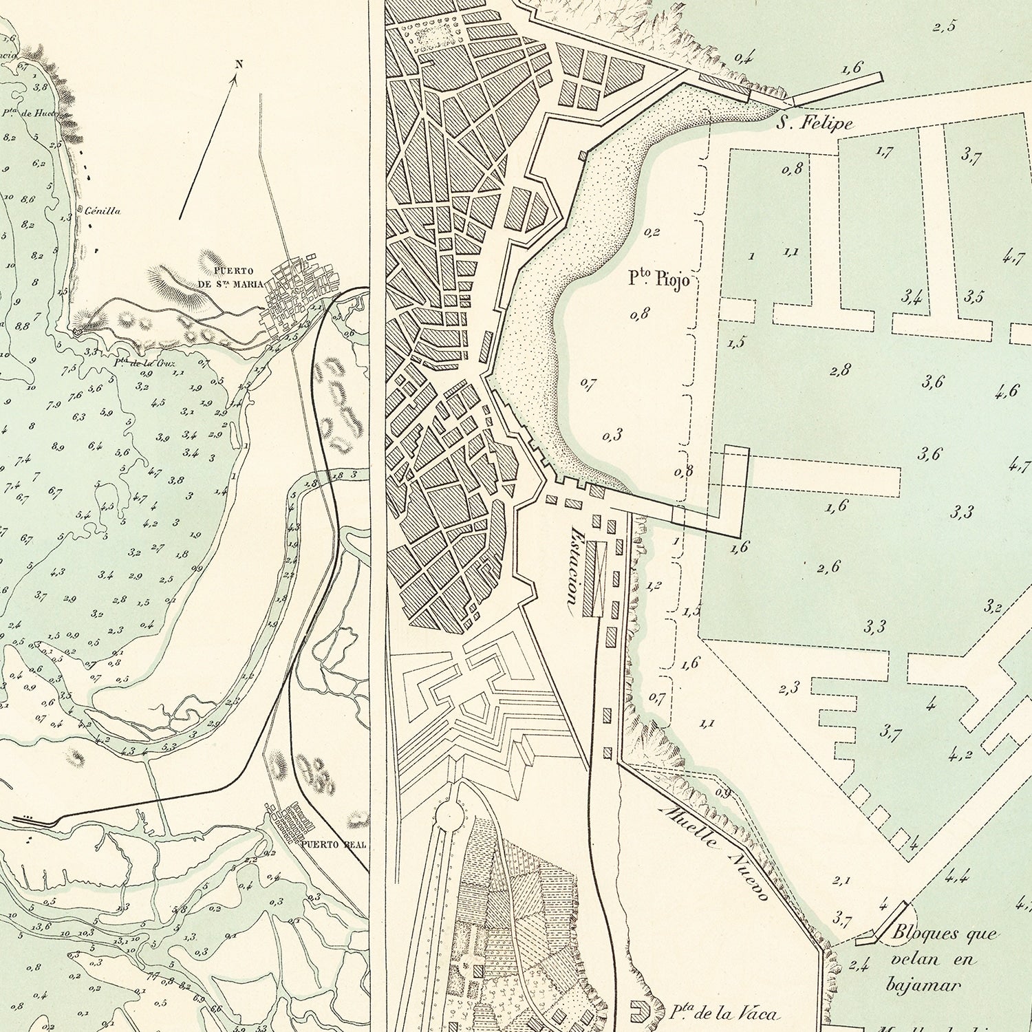 Restored historic details from the 1888 city map of Cadix