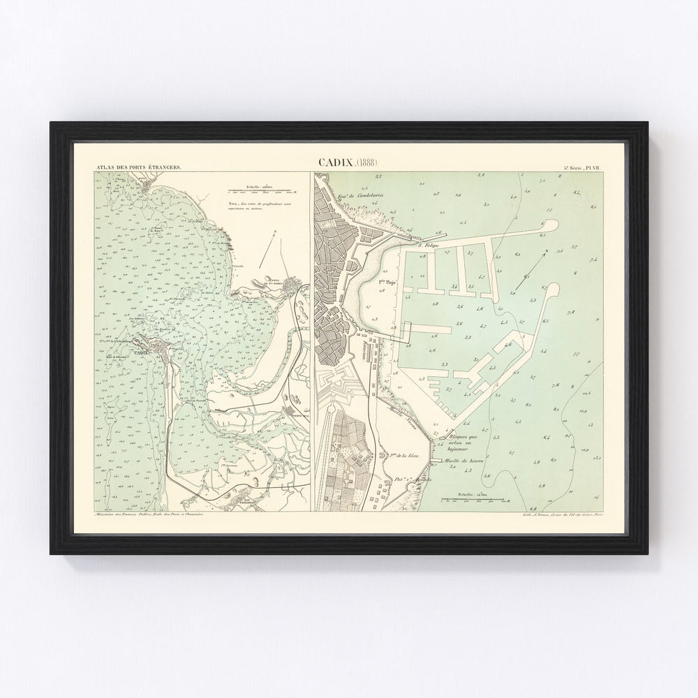 Cadix Vintage Map 1888