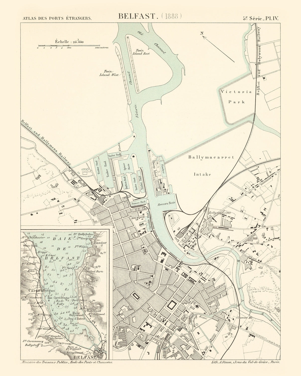 Preview of Vintage Map of Belfast, Ireland 1888