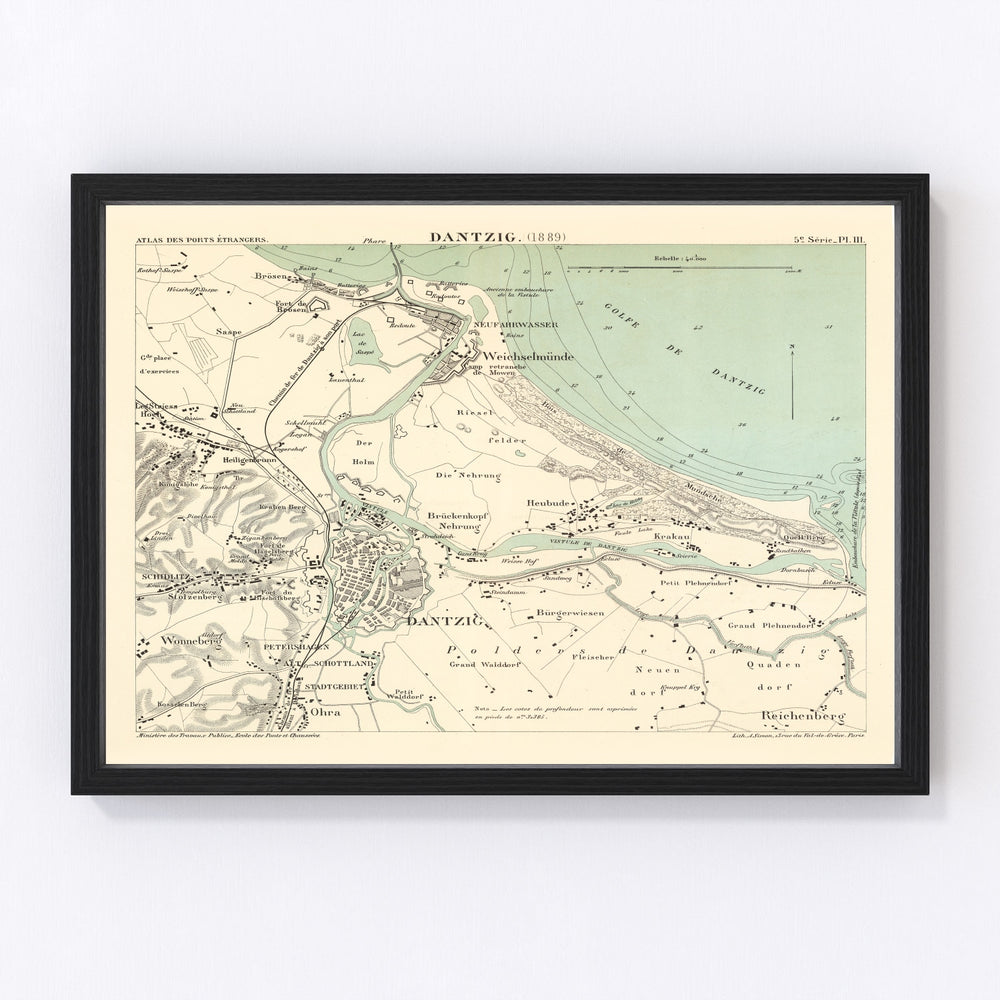 Danzig Vintage Map 1889