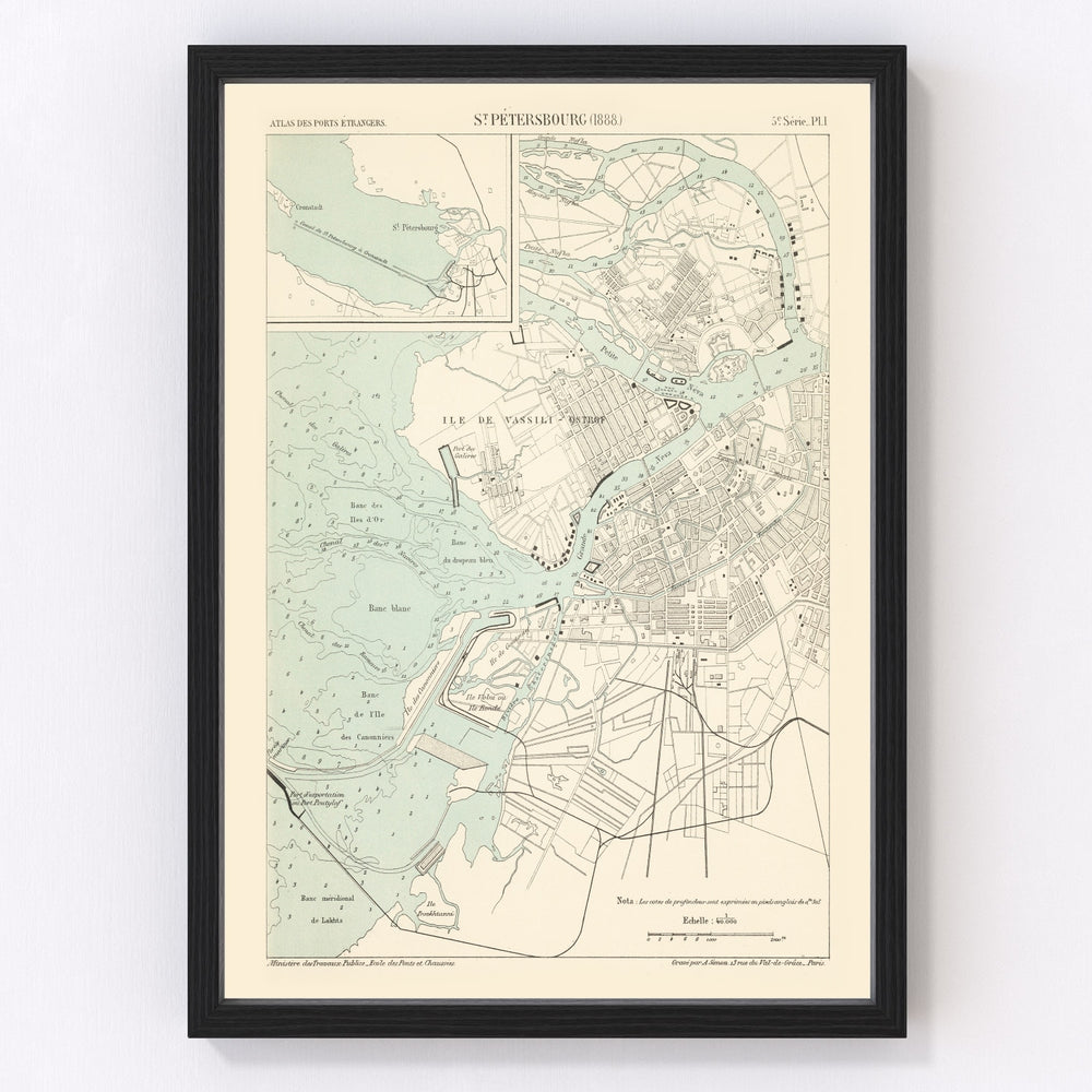 Saint Petersburg Vintage Map 1888