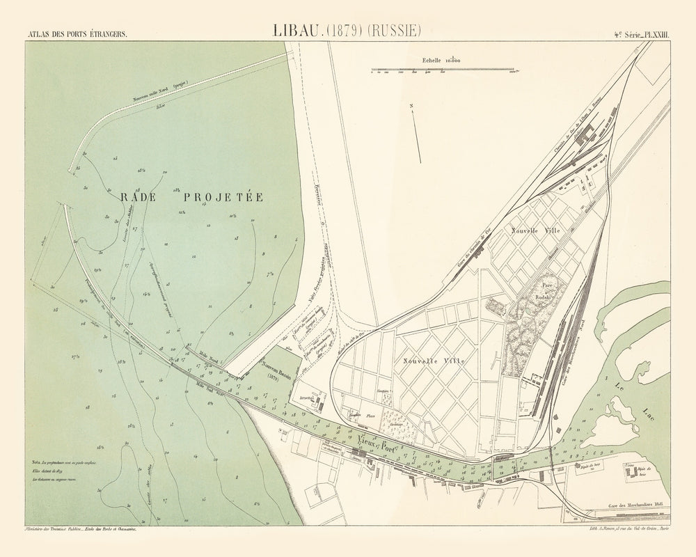 Vintage Map of Liepaja, Latvia 1879 print style example