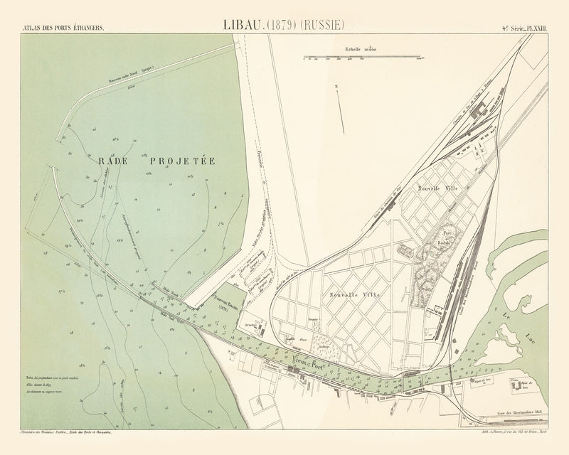Size comparison using Vintage Map of Liepaja, Latvia 1879