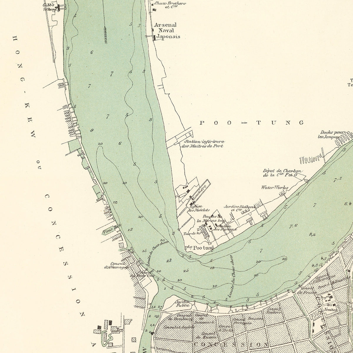 Restored historic details from the 1880 city map of Shanghai