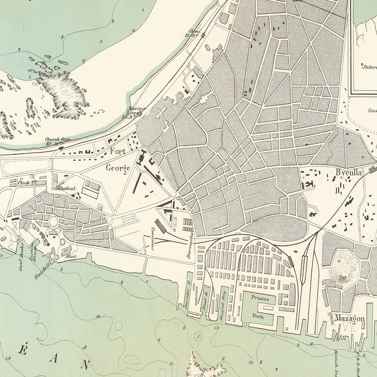 Restored historic details from the 1883 city map of Mumbai