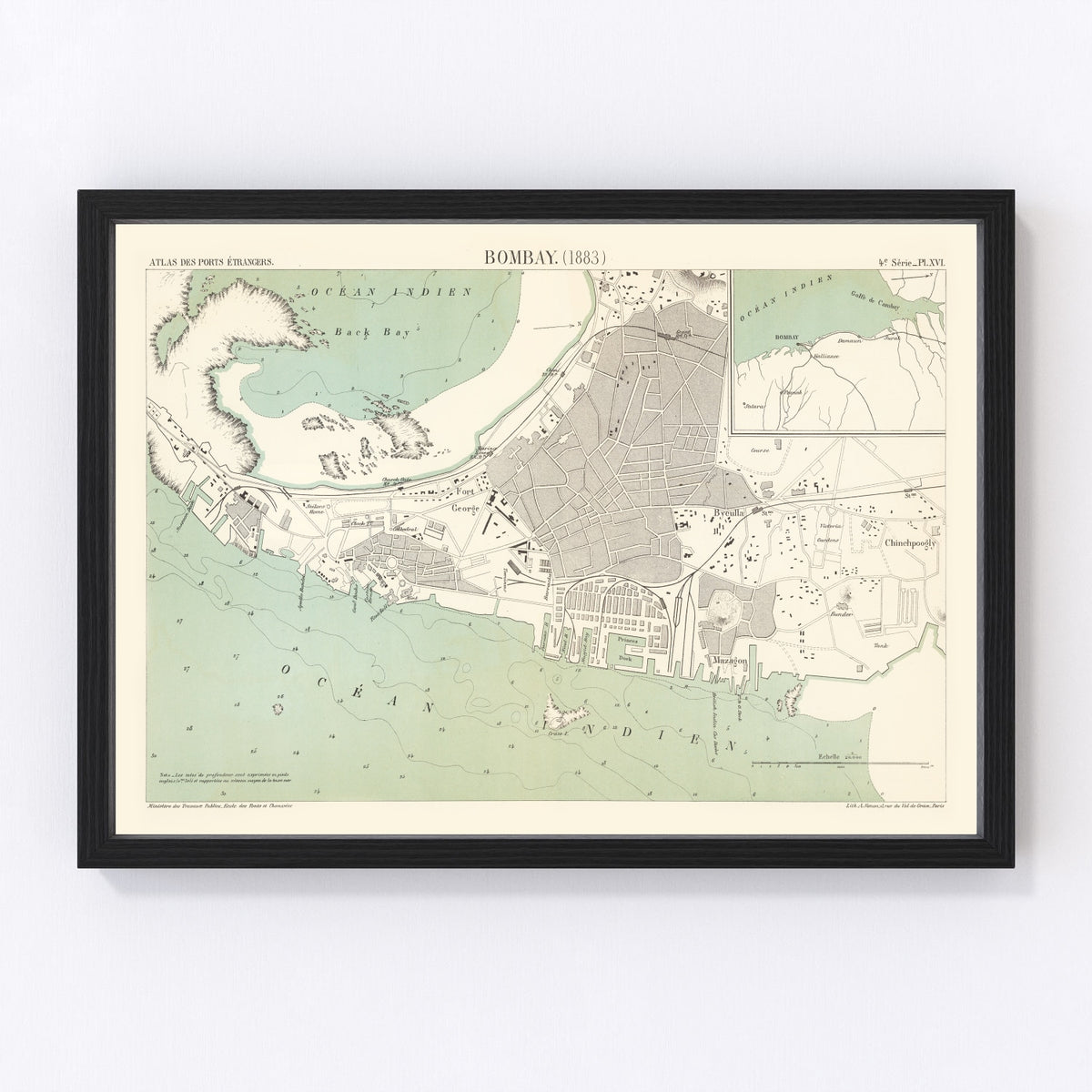 Mumbai Vintage Map 1883