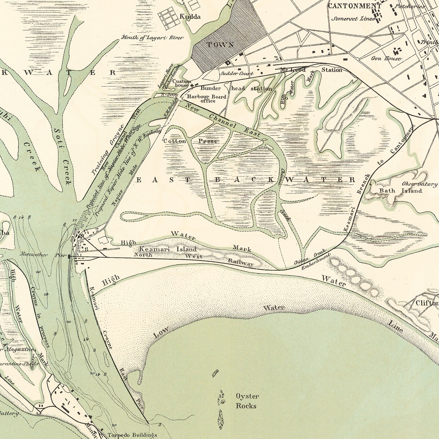Restored historic details from the 1888 city map of Karachi