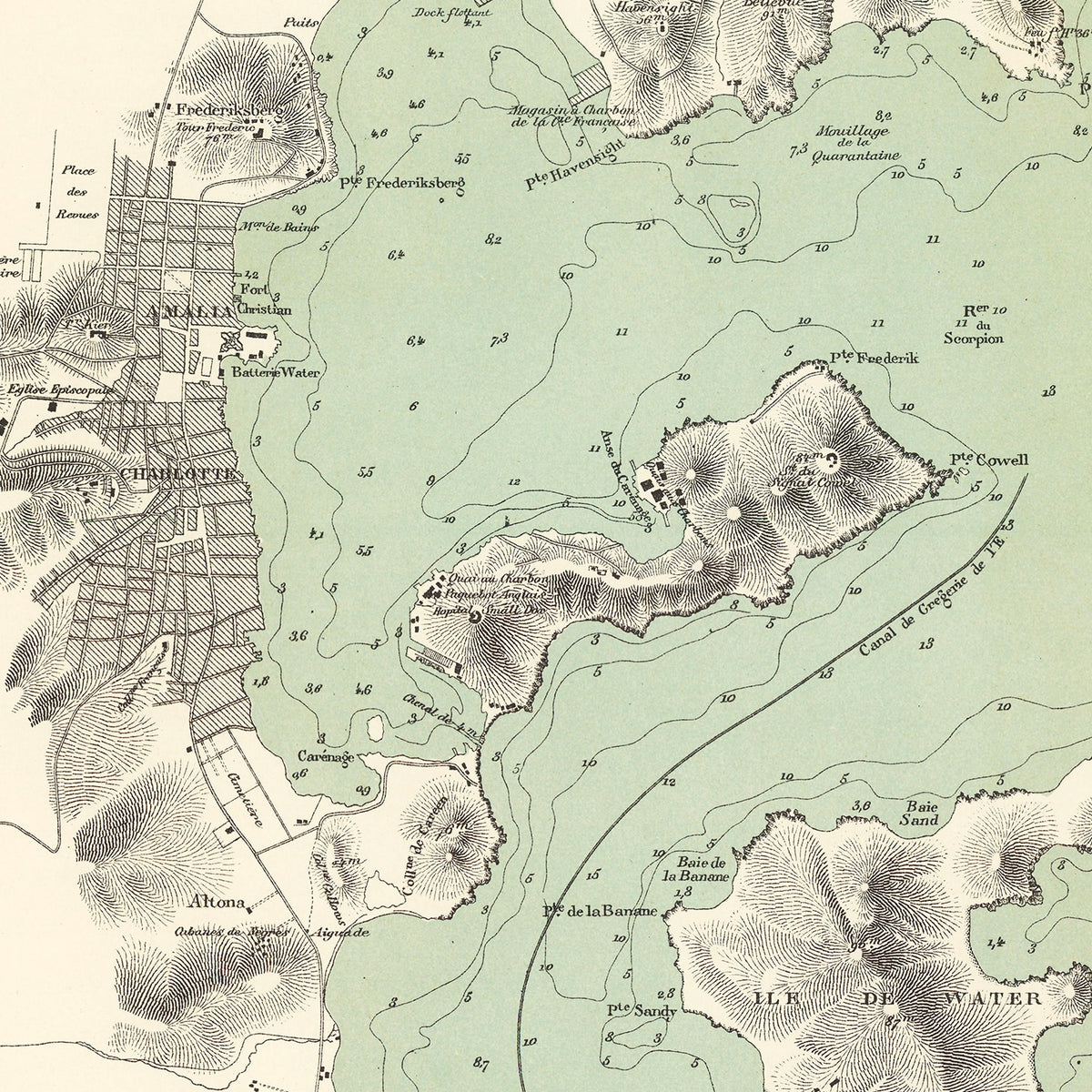 Restored historic details from the 1873 island map of County