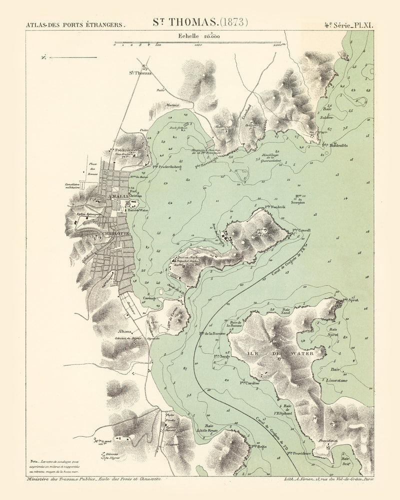 Size comparison using Vintage Map of St. Thomas, 1873