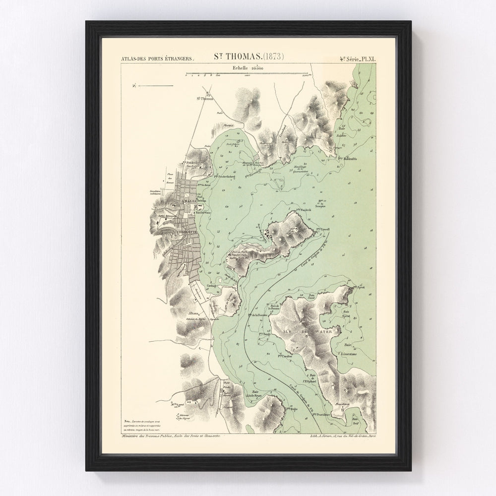 St Thomas Vintage Map 1873