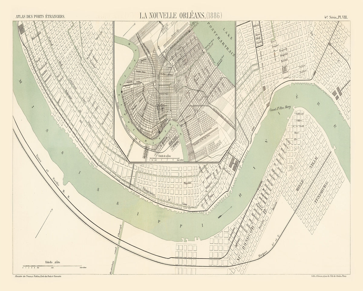 Preview of Vintage Map of New Orleans, Louisiana 1886