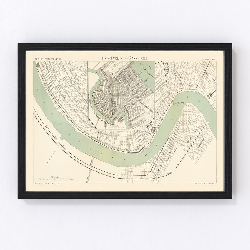 New Orleans Vintage Map 1886