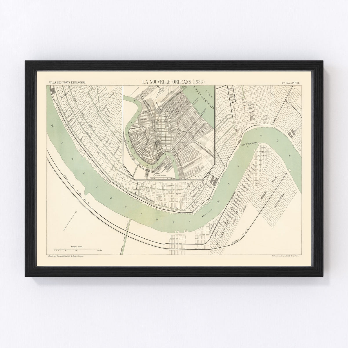 New Orleans Vintage Map 1886