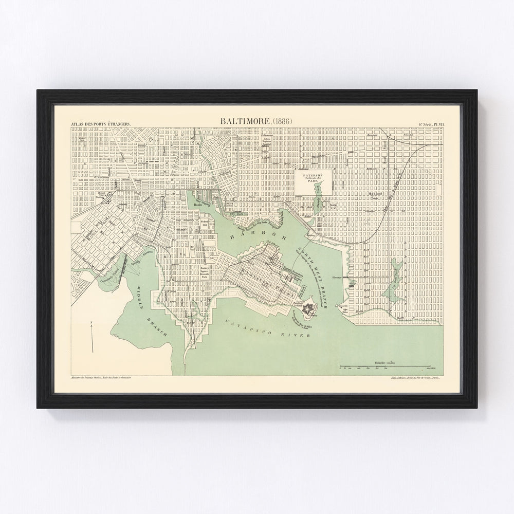 Baltimore Vintage Map 1886