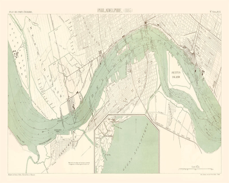 Size comparison using Vintage Map of Philadelphia, Pennsylvania 1885
