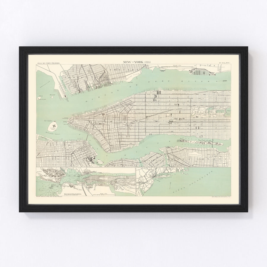 New York Vintage Map 1886