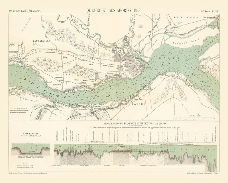 Size comparison using Vintage Map of Québec, Canada 1882