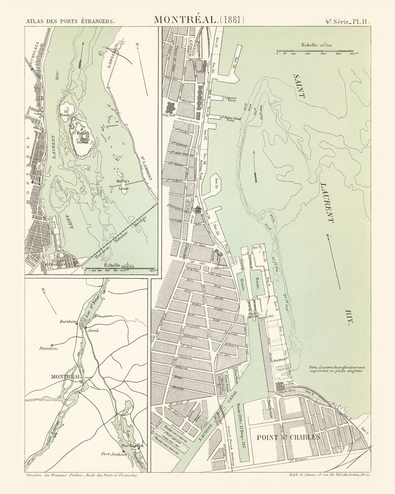 Size comparison using Vintage Map of Montréal, Canada 1881