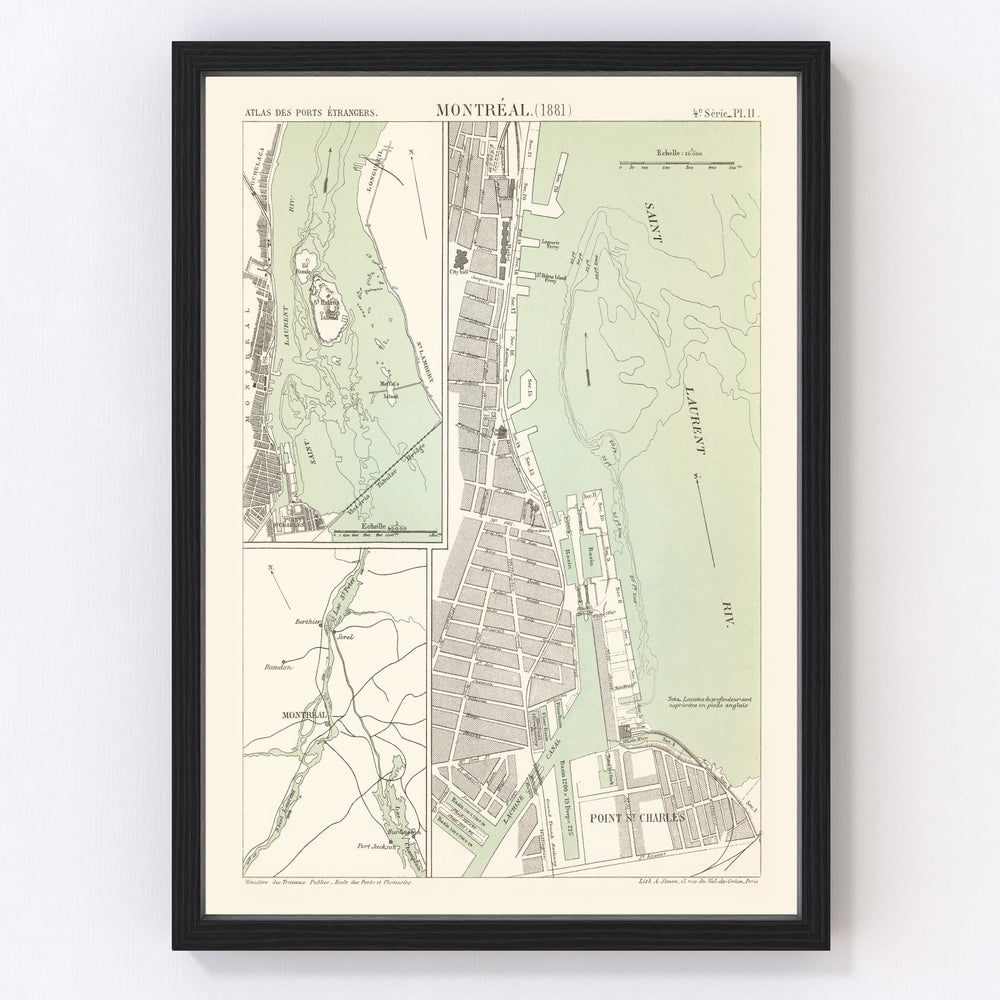 Montréal Vintage Map 1881