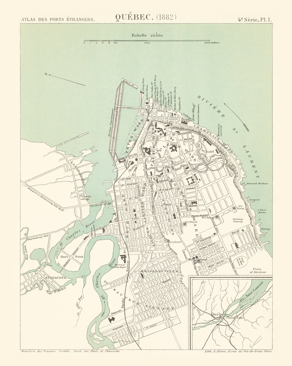 Preview of Vintage Map of Québec, Canada 1882