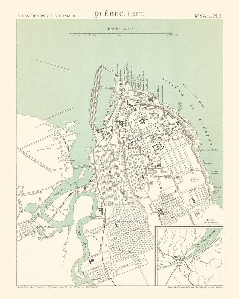 Size comparison using Vintage Map of Québec, Canada 1882