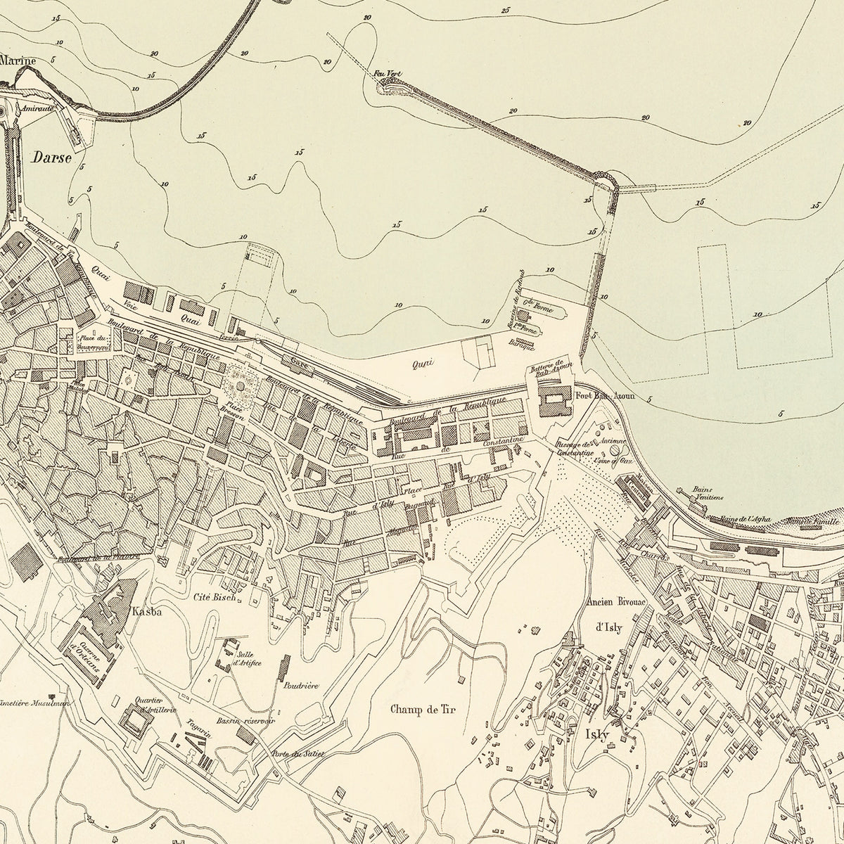 Restored historic details from the 1886 city map of Algiers