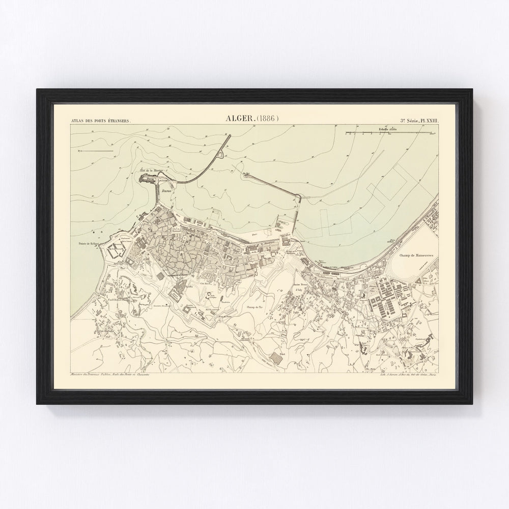 Algiers Vintage Map 1886