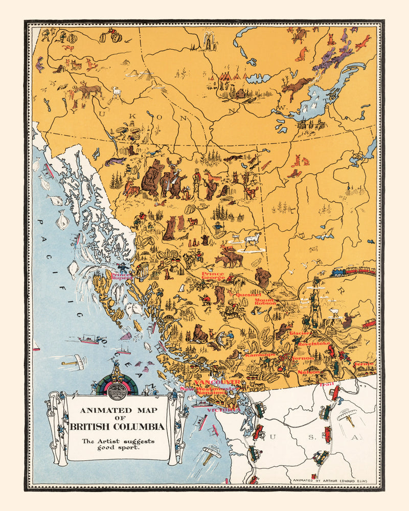 Size comparison using Vintage Animated Map of Alberta, Canada 1929