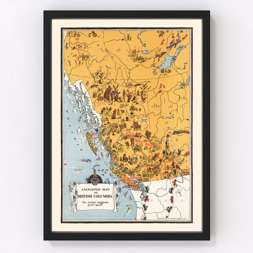 Alberta Canada Vintage Map 1929