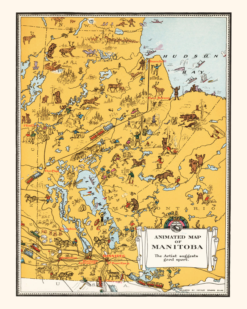 Size comparison using Vintage Animated Map of Manitoba, Canada 1929
