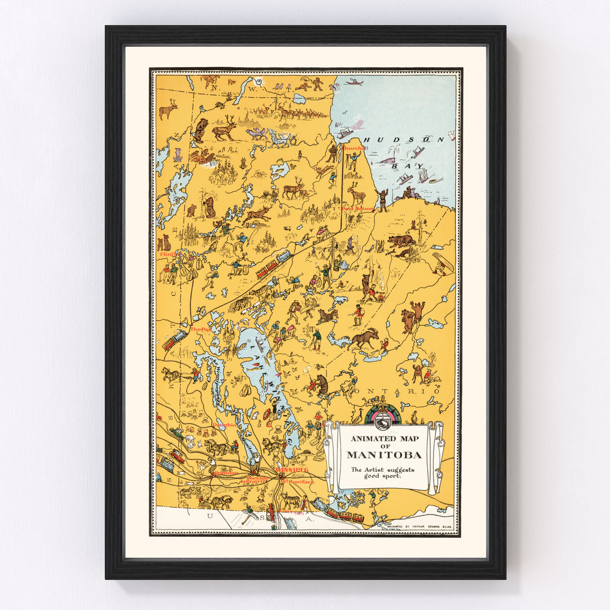 Manitoba Canada Vintage Map 1929