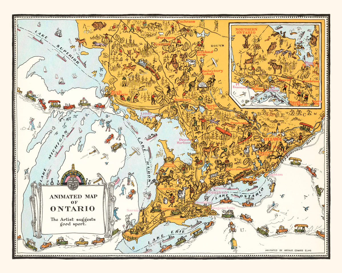 Preview of Vintage Animated Map of Ontario, Canada 1929