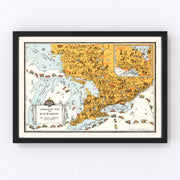 Ontario Canada Vintage Map 1929