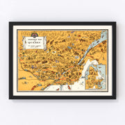 Quebec Canada Vintage Map 1929