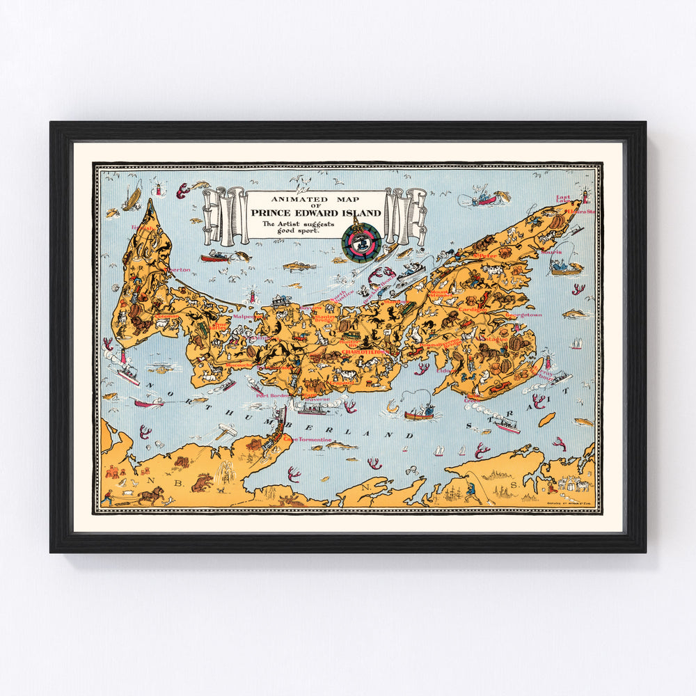 Prince Edward Island Canada Vintage Map 1929
