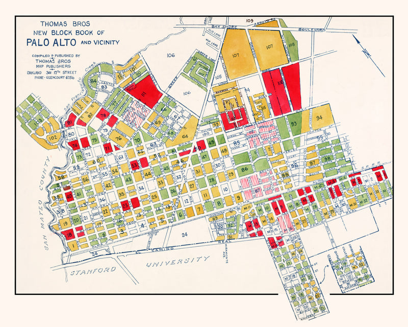 Size comparison using Vintage Map of Palo Alto, California 1925