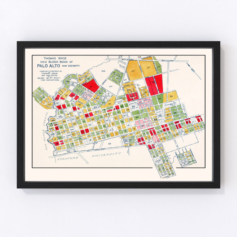 Palo Alto Vintage Map 1925