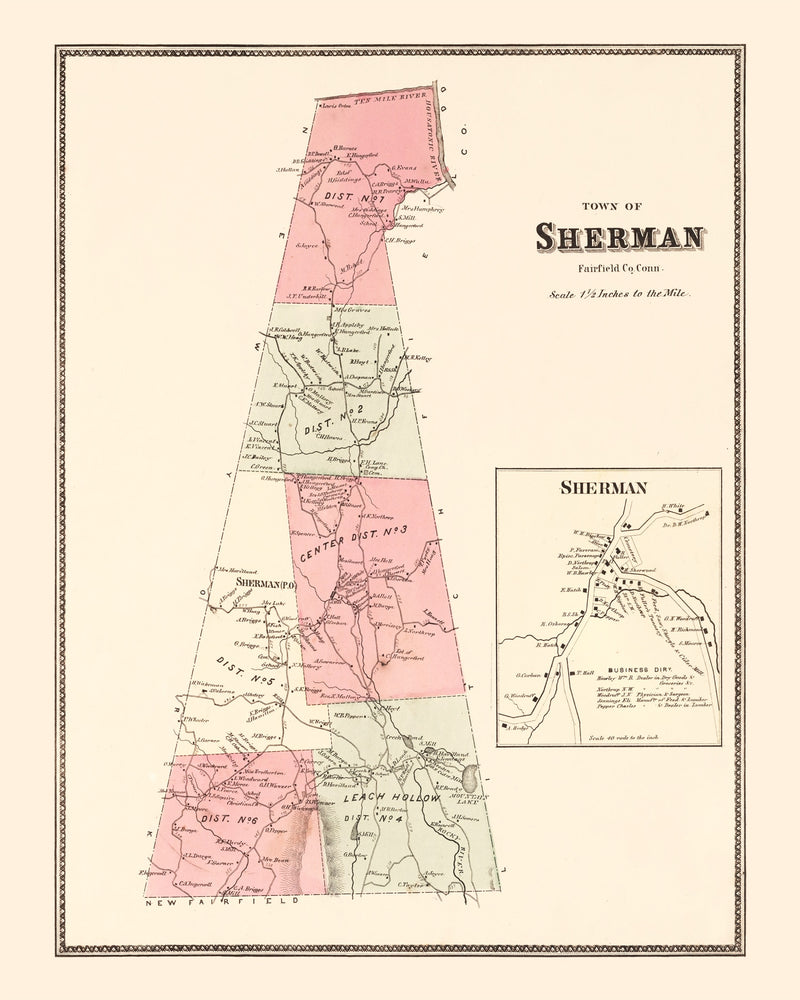 Size comparison using Vintage Map of Sherman, Connecticut 1867