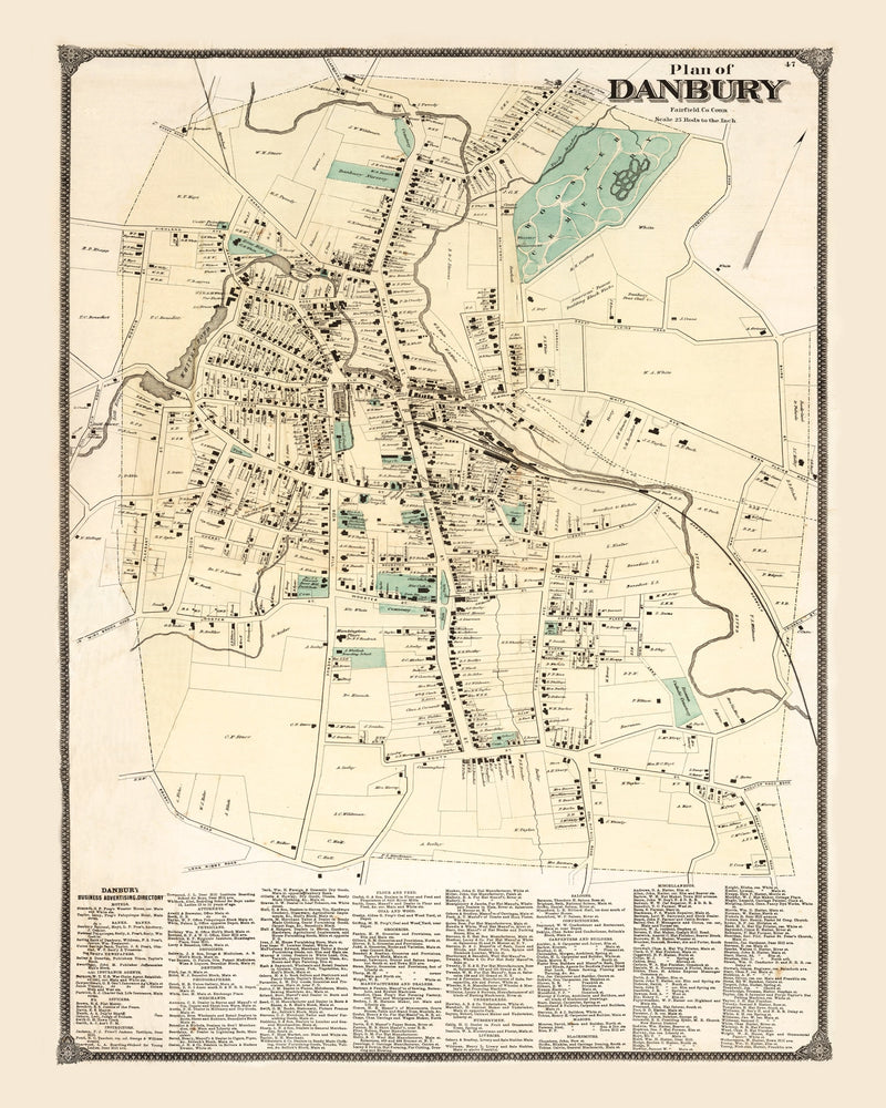 Size comparison using Vintage Map of Danbury, Connecticut 1867