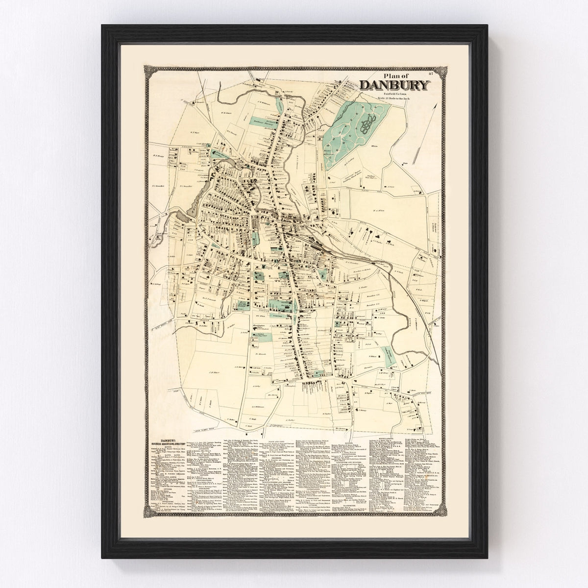 Danbury Vintage Map 1867
