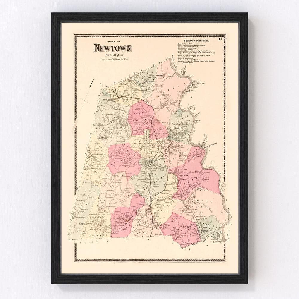 Newtown Vintage Map 1867