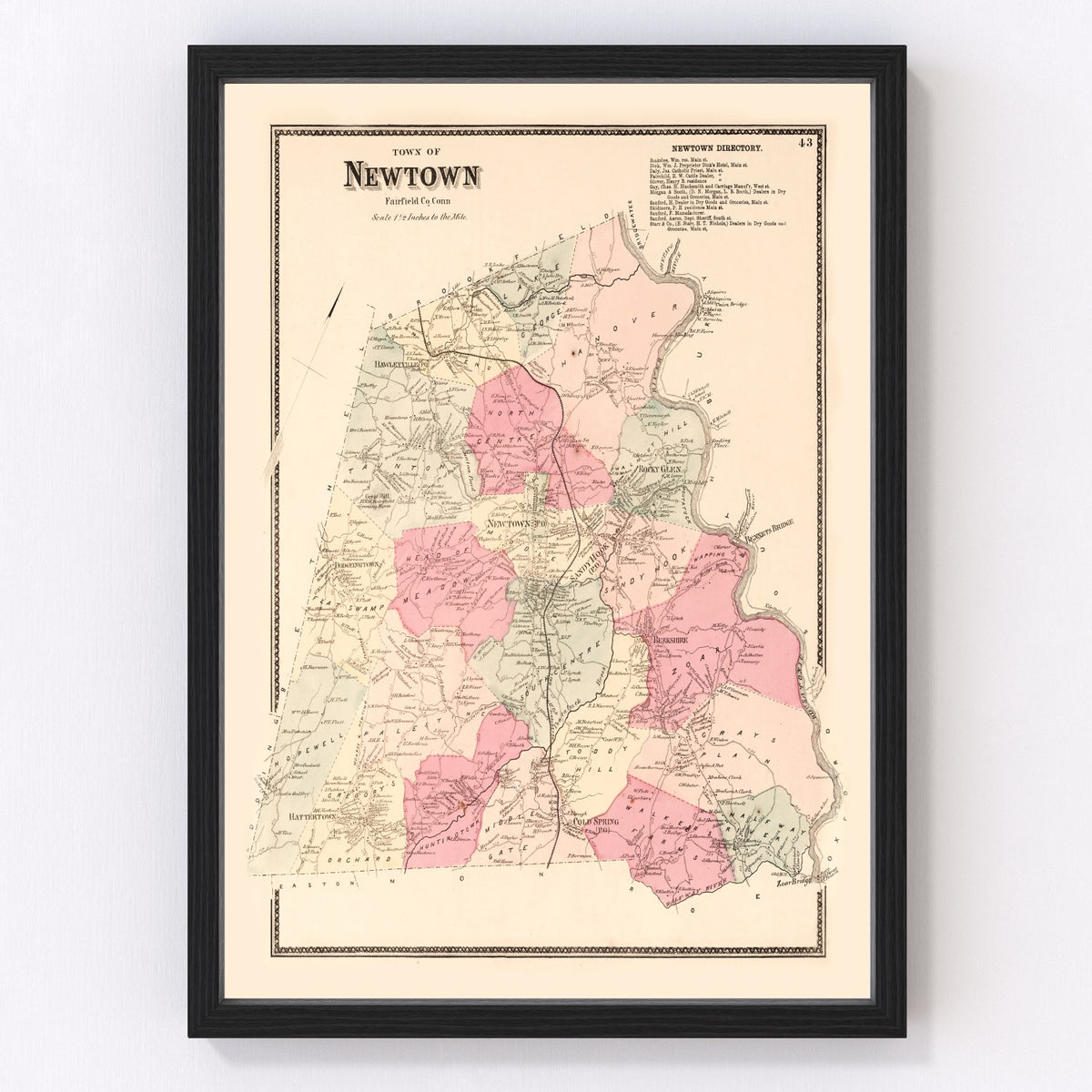 Newtown Vintage Map 1867