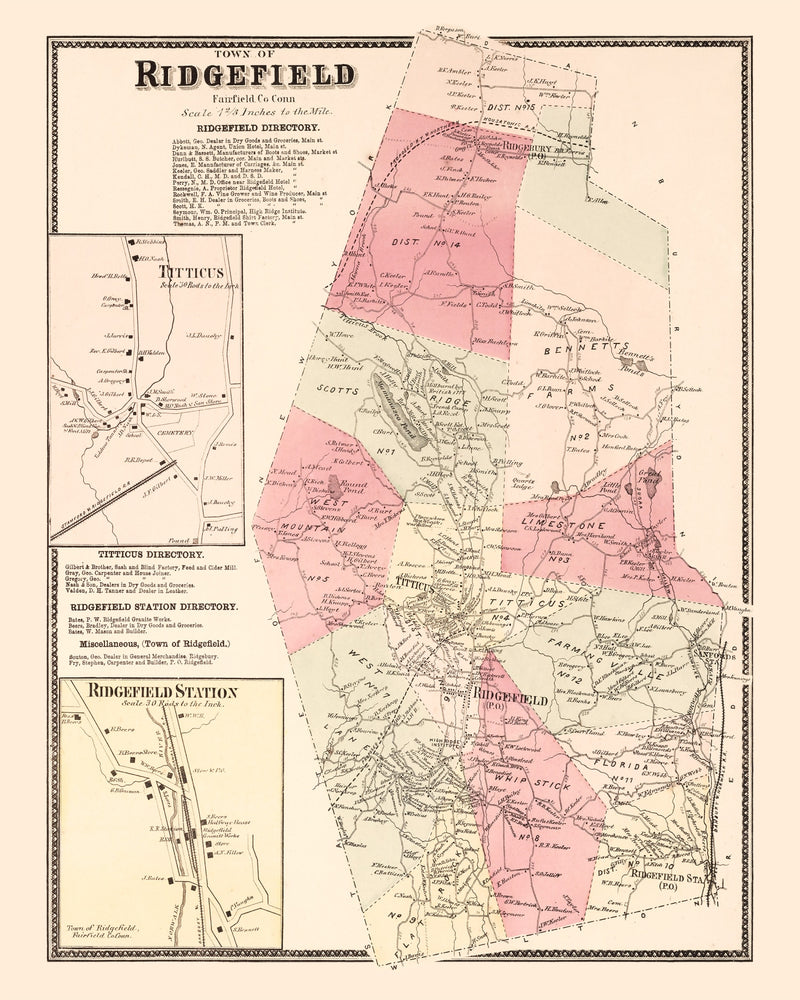 Size comparison using Vintage Map of Titticus, Connecticut 1867