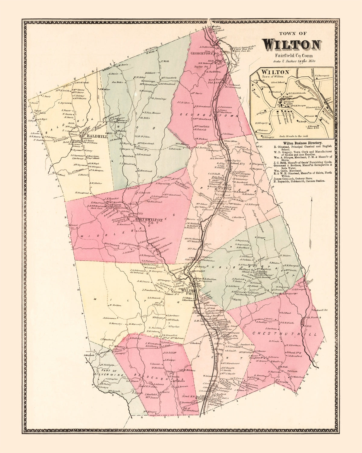 Preview of Vintage Map of Wilton, Connecticut 1867