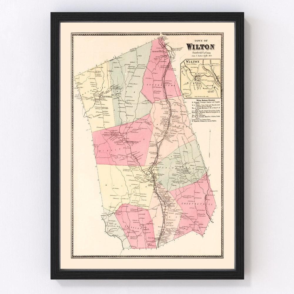 Wilton Vintage Map 1867