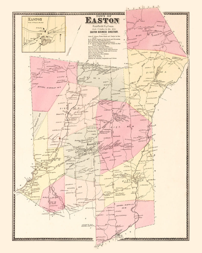 Size comparison using Vintage Map of Easton, Connecticut 1867