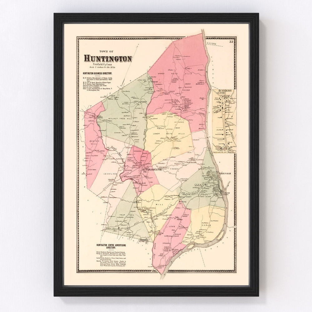 Huntington Centre Vintage Map 1867