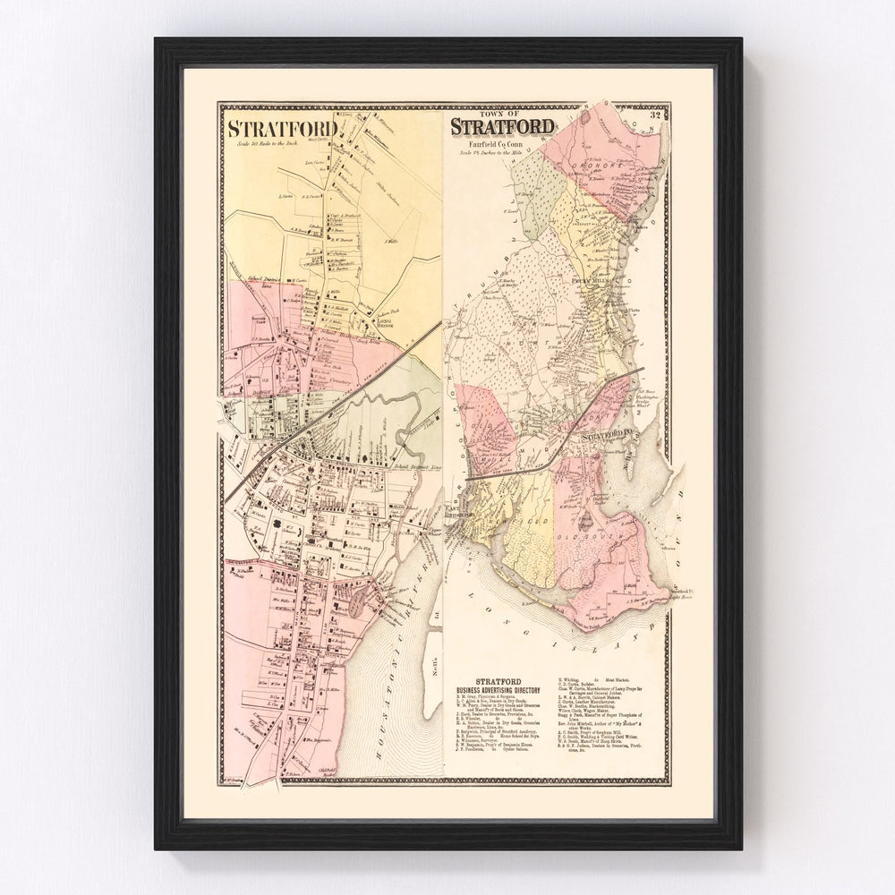 Stratford Vintage Map 1867