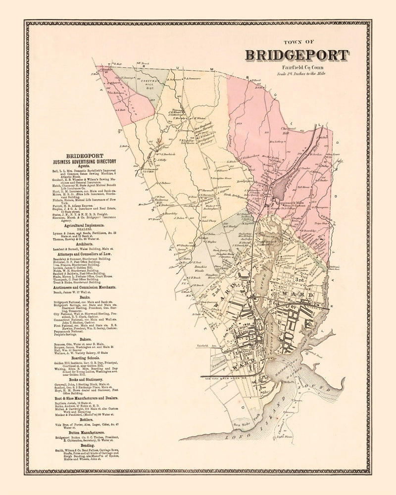 Size comparison using Vintage Map of Bridgeport, Connecticut 1867